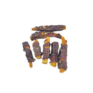 Duck wrapped sweet potato sticks